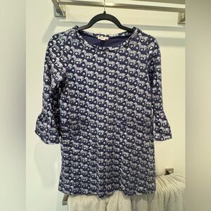 Crewcuts Navy and White Zebra Print Long Sleeve Dress